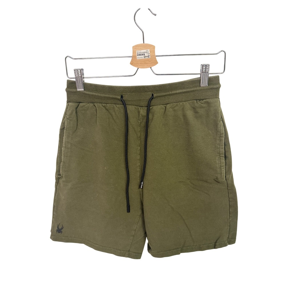 Spyder Mens Olive Green Knit Lounge Shorts Medium Drawstring Fleece Pockets